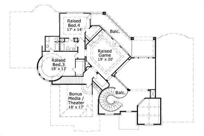 Floor Plan Second Story of Country Plan #156-1223