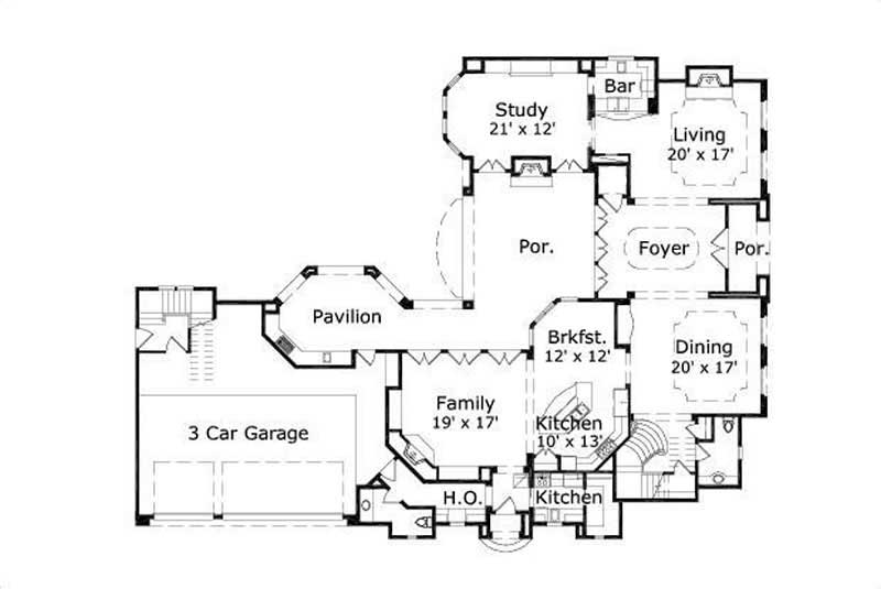 Floor Plan First Story of Mediterranean Plan #156-1224