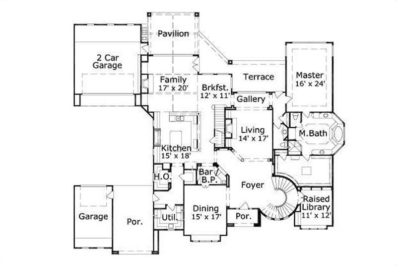 Floor Plan First Story of Luxury Plan #156-1229