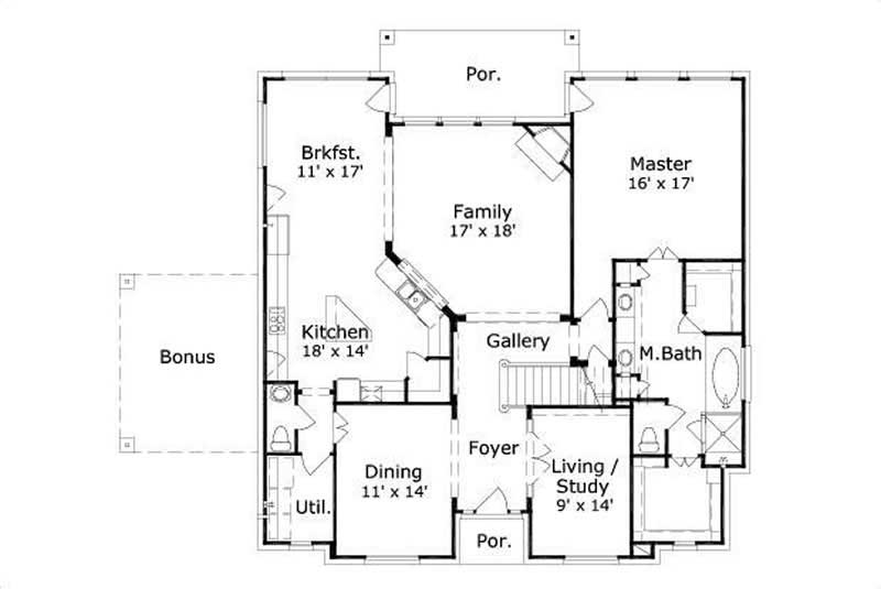 Floor Plan First Story of Luxury Plan #156-1235