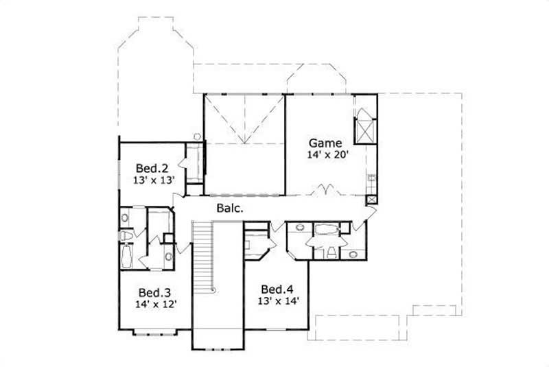 Floor Plan Second Story of In-Law Suite Plan #156-1237