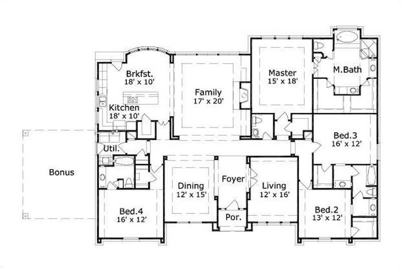 Floor Plan First Story of Luxury Plan #156-1238