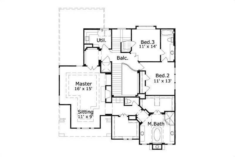 Floor Plan Second Story of Luxury Plan #156-1239