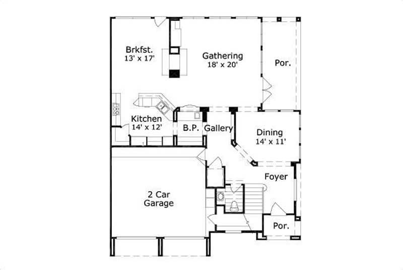 Floor Plan First Story of Mediterranean Plan #156-1246