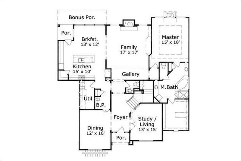 Floor Plan First Story of Luxury Plan #156-1247
