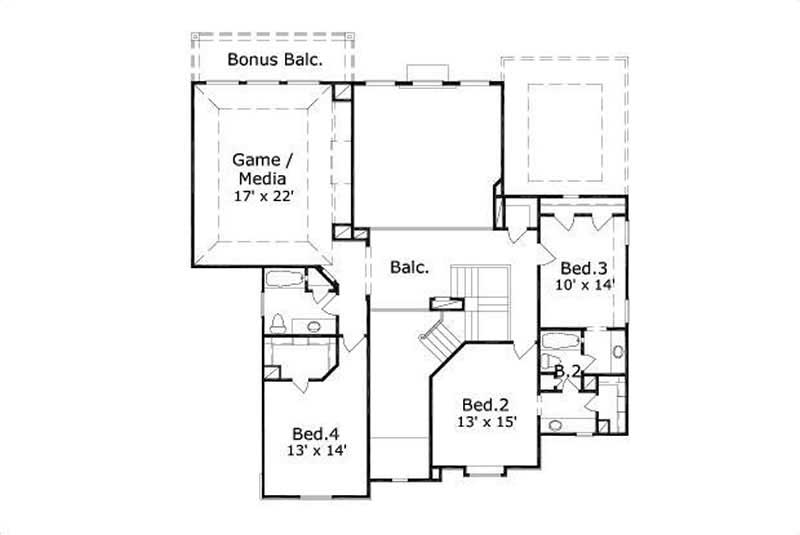 Floor Plan Second Story of Luxury Plan #156-1247
