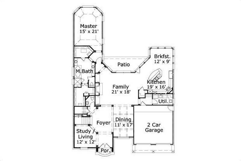 Floor Plan First Story of Luxury Plan #156-1248