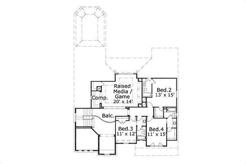 Floor Plan Second Story of Luxury Plan #156-1248
