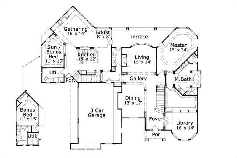 Floor Plan First Story of Plan #156-1252