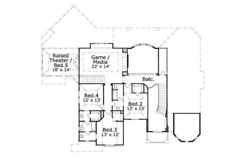 Floor Plan Second Story of Plan #156-1252