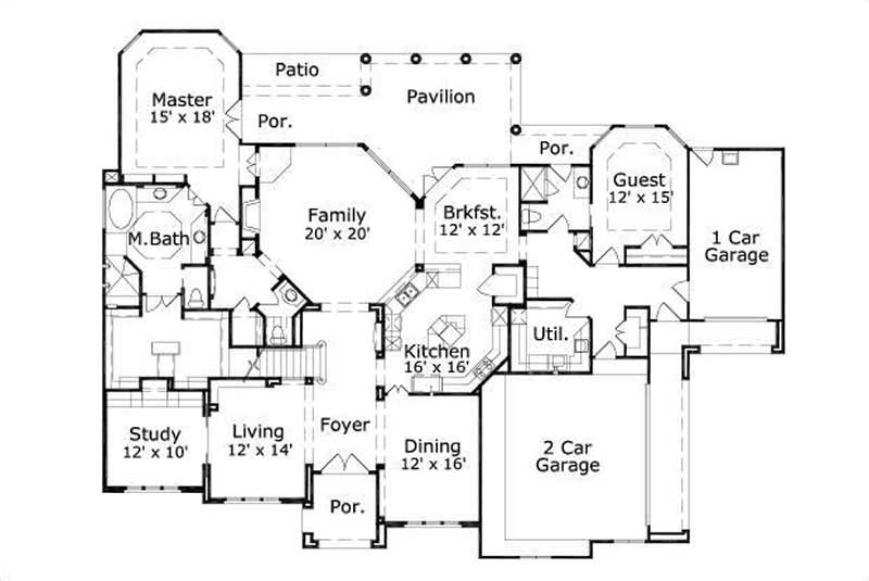 Floor Plan First Story of Mediterranean Plan #156-1255