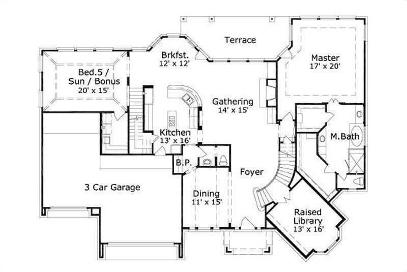 Floor Plan First Story of Luxury Plan #156-1261
