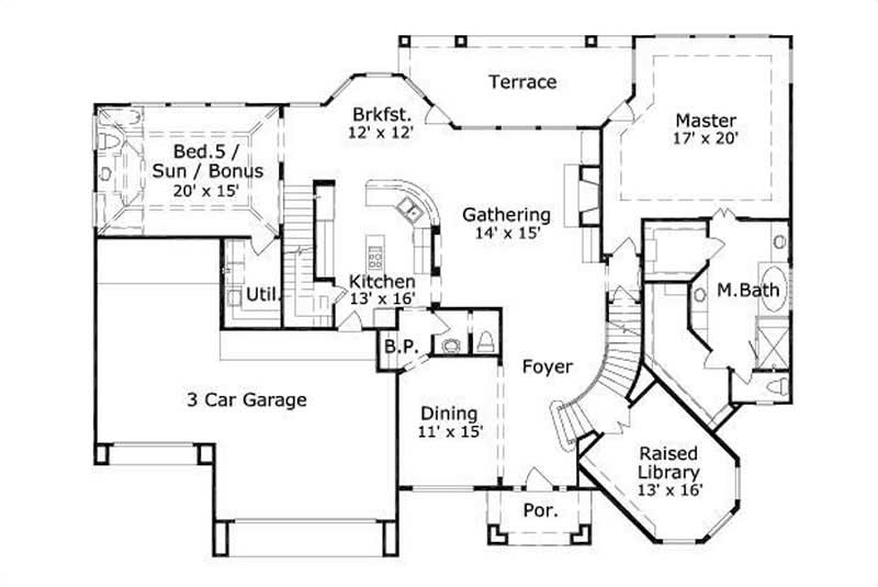 Floor Plan First Story of Luxury Plan #156-1262