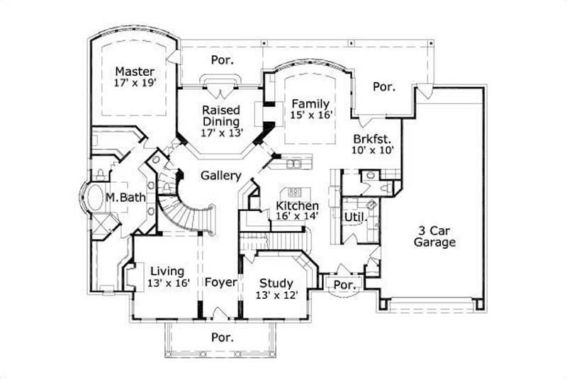 Floor Plan First Story of Colonial Plan #156-1264
