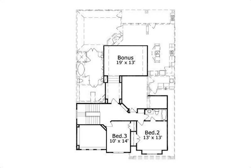 Floor Plan Second Story of Spanish Plan #156-1265