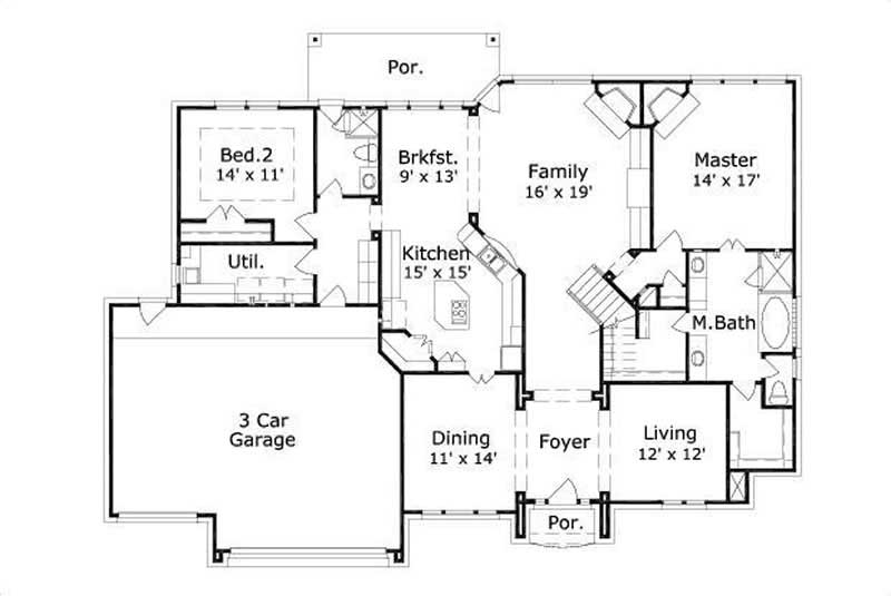 Floor Plan First Story of Luxury Plan #156-1271