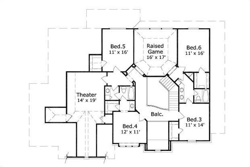Floor Plan Second Story of Luxury Plan #156-1271