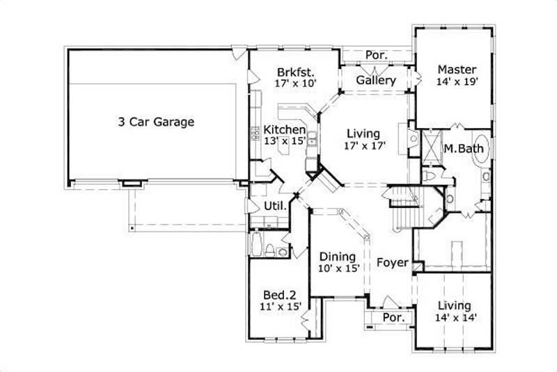 Floor Plan First Story of Luxury Plan #156-1272