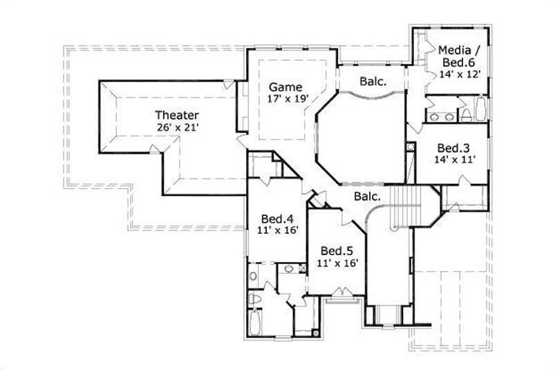 Floor Plan Second Story of Luxury Plan #156-1272