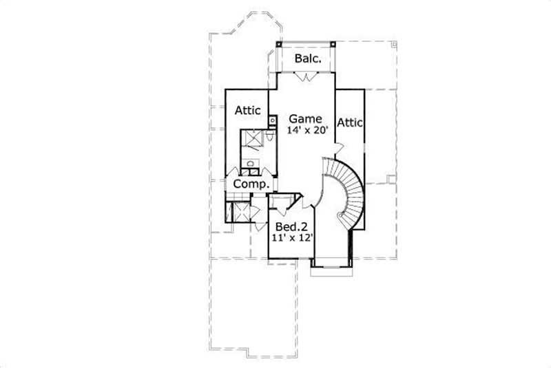 Floor Plan Second Story of Mediterranean Plan #156-1273