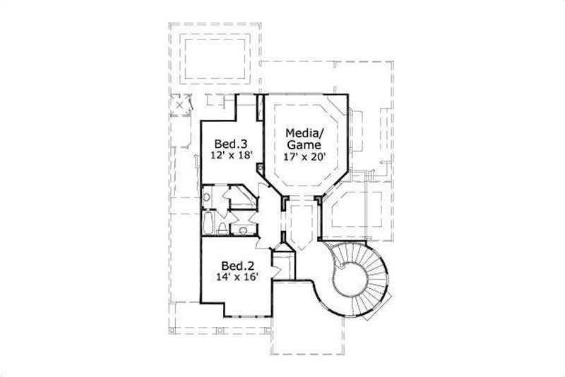 Floor Plan Second Story of Spanish Plan #156-1274