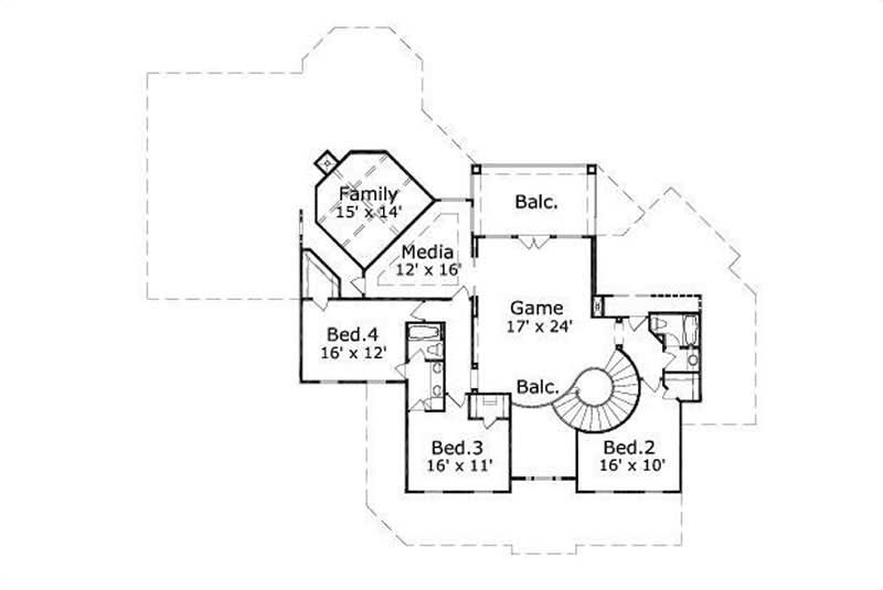 Floor Plan Second Story of Luxury Plan #156-1277