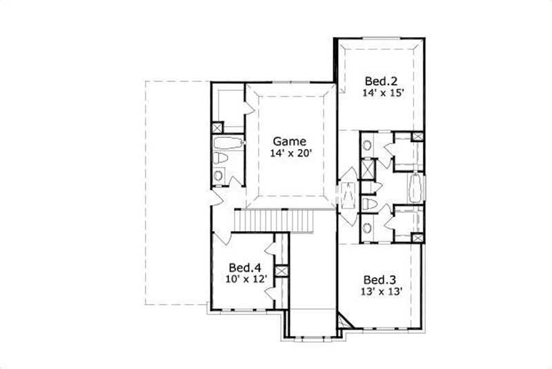 Floor Plan Second Story of Traditional Plan #156-1280