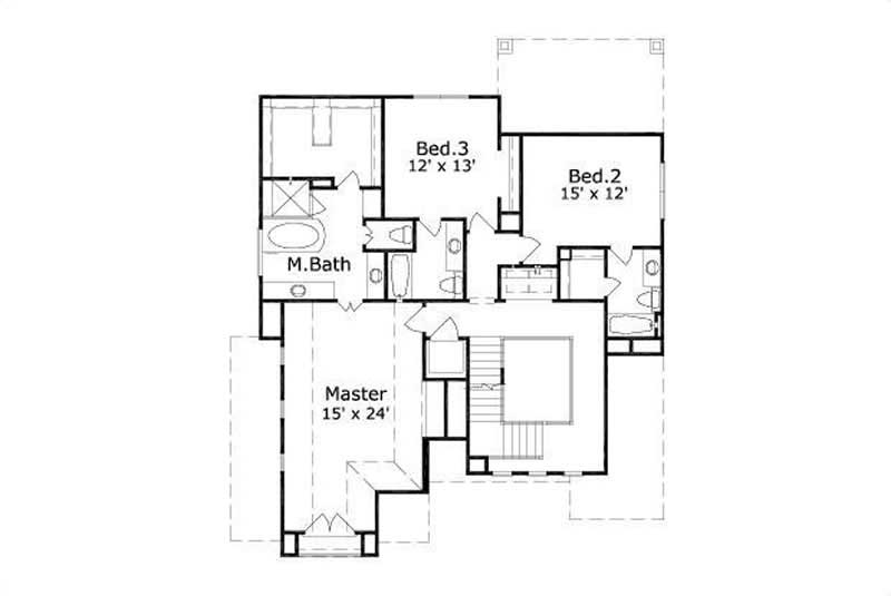 Floor Plan Second Story of Luxury Plan #156-1281