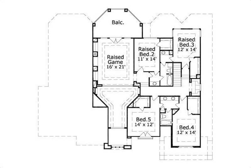 Floor Plan Second Story of Mediterranean Plan #156-1287