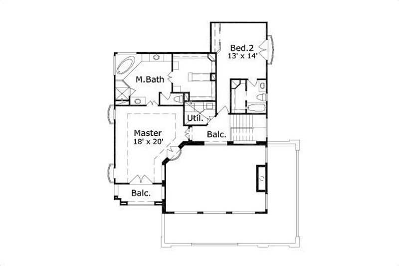 Floor Plan Third Story of Coastal Plan #156-1288
