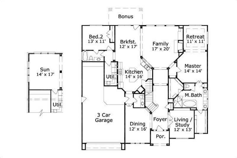 Floor Plan First Story of Luxury Plan #156-1289