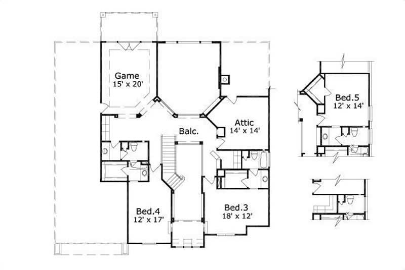 Floor Plan Second Story of Luxury Plan #156-1289