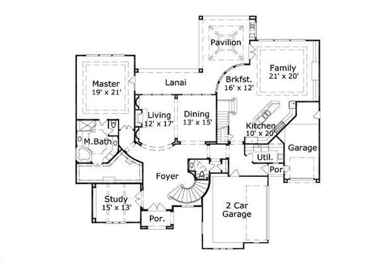 Floor Plan First Story of Mediterranean Plan #156-1291