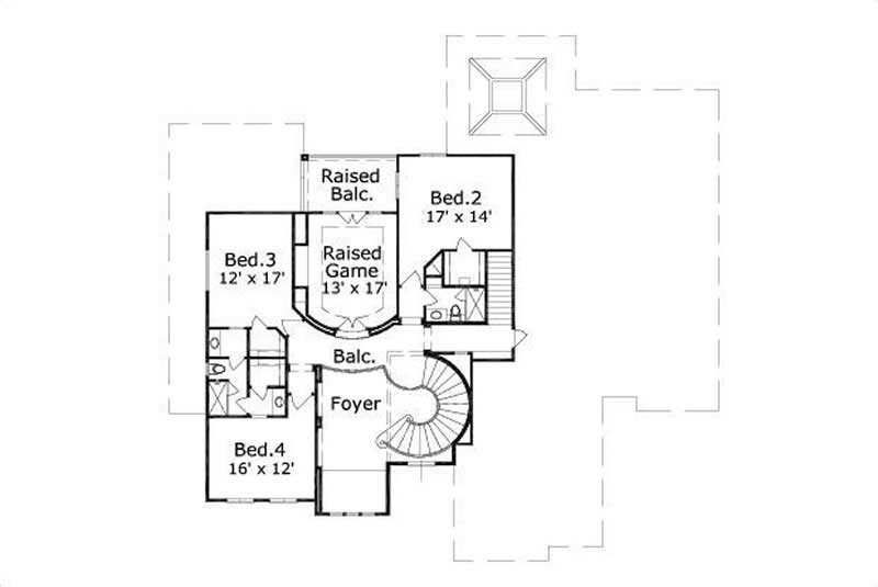 Floor Plan Second Story of Mediterranean Plan #156-1291