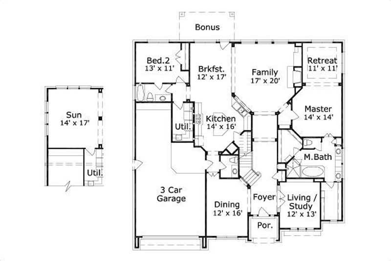 Floor Plan First Story of Luxury Plan #156-1292