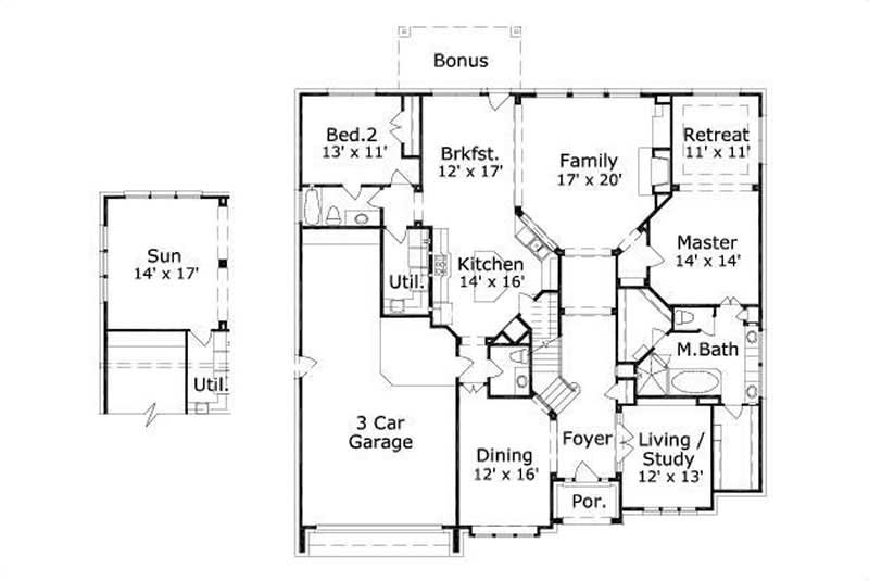 Floor Plan First Story of Luxury Plan #156-1299