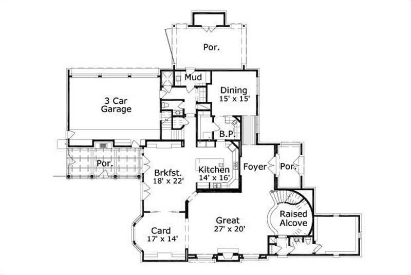 Floor Plan First Story of Country Plan #156-1304