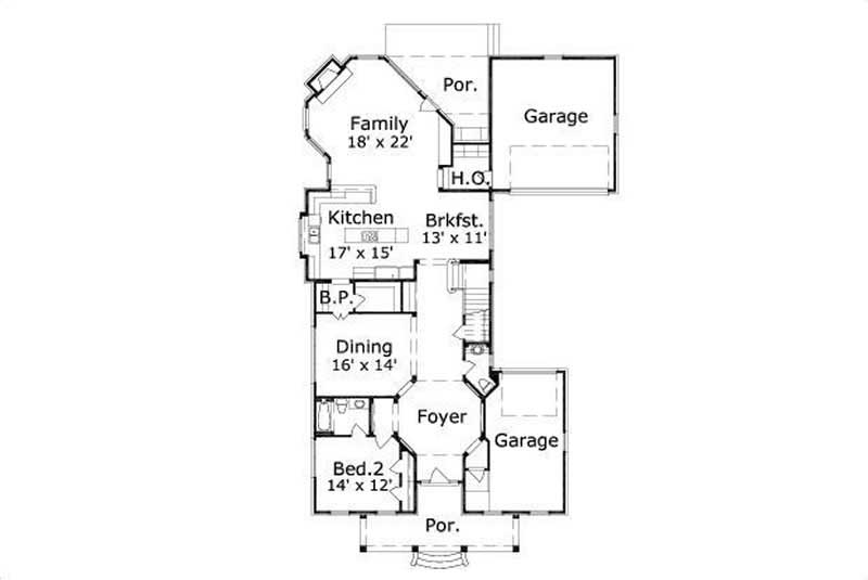 Floor Plan First Story of Colonial Plan #156-1307