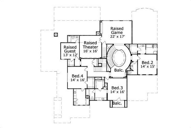 Floor Plan Second Story of Luxury Plan #156-1313
