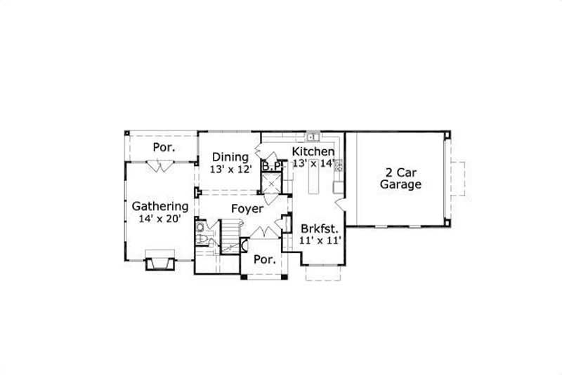 Floor Plan First Story of Country Plan #156-1314