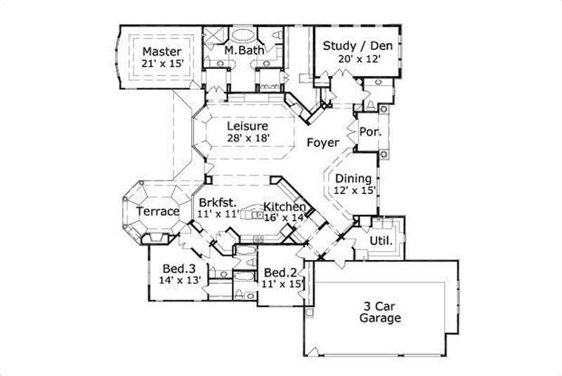 Floor Plan First Story of Luxury Plan #156-1320