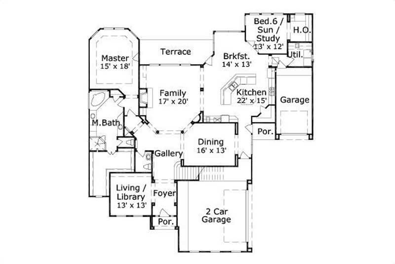 Floor Plan First Story of Plan #156-1321