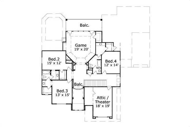 Floor Plan Second Story of Plan #156-1321