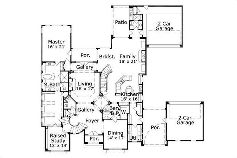 Floor Plan First Story of Luxury Plan #156-1324