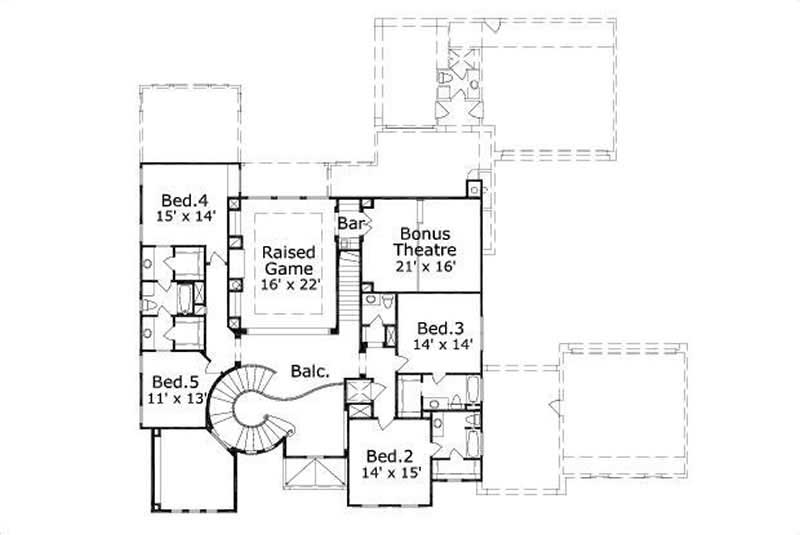 Floor Plan Second Story of Luxury Plan #156-1324