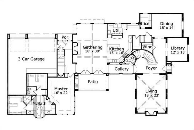 Floor Plan First Story of Luxury Plan #156-1327