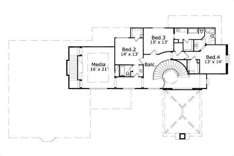Floor Plan Second Story of Luxury Plan #156-1327