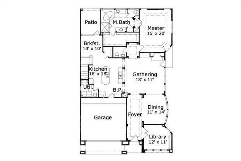 Floor Plan First Story of Spanish Plan #156-1332