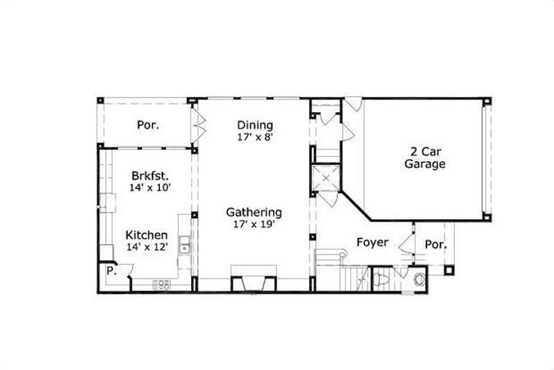Floor Plan First Story of Spanish Plan #156-1333