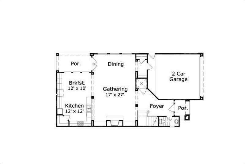 Floor Plan First Story of Country Plan #156-1335